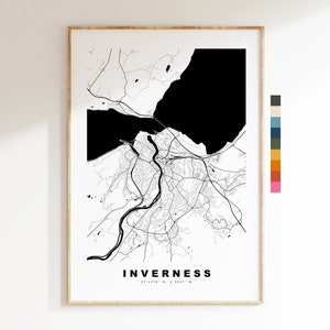 Inverness Map Print - Minimalist City Map Poster - Map Art - Scotland - Inverness Print - Inverness Poster - Different Colours Available