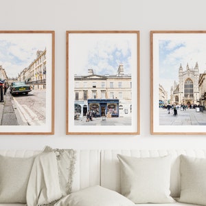 Juego de impresiones de la ciudad de Bath - Bath, Reino Unido - Juego de impresiones de tres - Fotografía de bellas artes - Arte mural - Arte mural fotográfico - Abadía de Bath - Calles de Bath - Póster