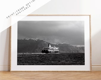 Santorini Black and White Photography Print - Greece - Print - Poster - Santorini Photography - Greece Wall Art - Landscape - Monochrome