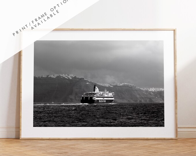 Santorini Black and White Photography Print - Greece - Print - Poster - Santorini Photography - Greece Wall Art - Landscape - Monochrome