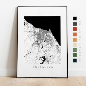Impresión de mapa de Fortaleza - Póster de mapa de la ciudad - Arte de mapas - Arte de pared de mapas - Mapa de la ciudad de Brasil - Impresión de Fortaleza - Impresión de Fortaleza - América del Sur - Mapa