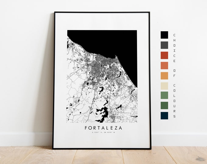 Fortaleza Map Print - City Map Poster - Map Art - Map Wall Art - Brazil City Map - Fortaleza Print - Fortaleza Print - South America - Map