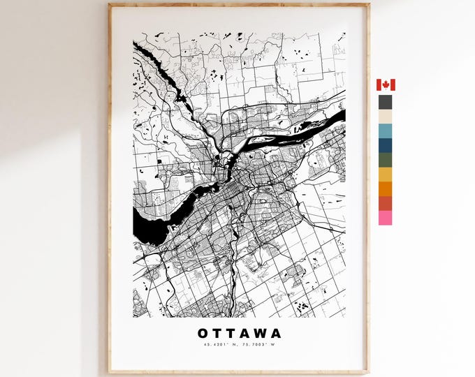 Ottawa Map Print - City Map Poster - Map Art - Map Wall Art - Canada City Maps - Ottawa Print - Ottawa Poster - Minimalist City Map