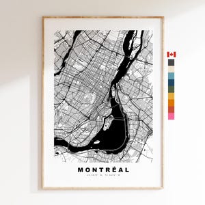 Montréal Stadtplandruck – Kartendruck – Kartenkunst – Drucke oder gerahmte Drucke – minimalistisch – Canada