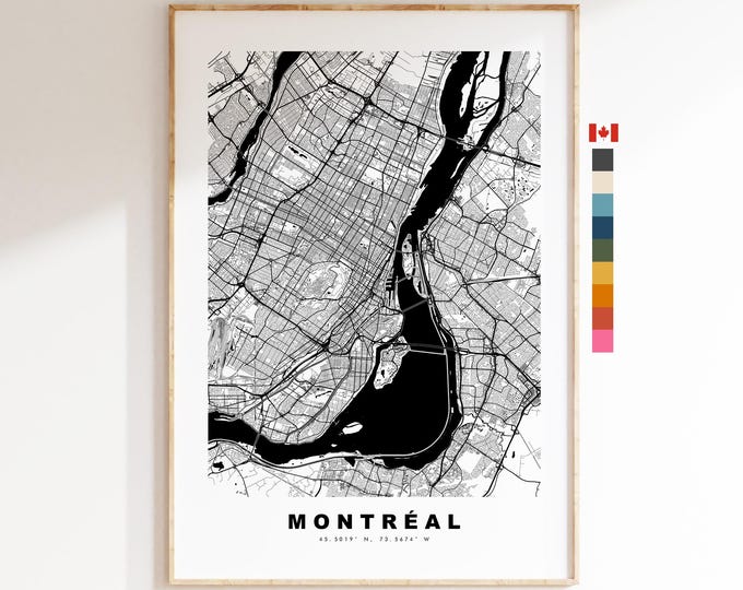 Montreal Map Print - City Map Poster - Map Art - Map Wall Art - Canada City Maps - Montréal Print - Montréal Poster - Minimalist City Map