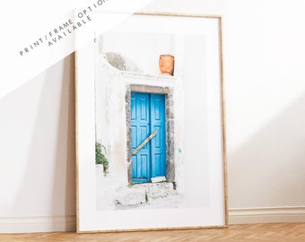 Blue Door Photography Print - Greece - Print - Poster - Santorini Photography - Greece Wall Art - Santorini Blue - Greece Decor - Greek