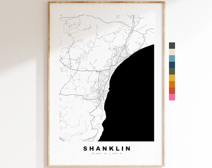 Shanklin Map Print - Minimalist City Map Poster - Map Art - UK - Shanklin Print - Shanklin Poster - Different Colours Available