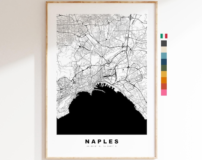 Naples Map Print - City Map Poster - Map Art - Map Wall Art - Italy City Maps - Naples Print - Naples Poster - Minimalist City Map