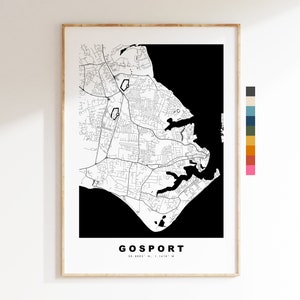 Gosport-kaartafdruk - minimalistische stadskaartposter - kaartkunst - VK - Gosport-afdruk - Gosport-poster - verschillende kleuren beschikbaar