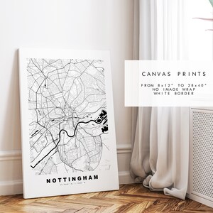Nottingham Map Print - Minimalist City Map Poster - Map Art - UK ...