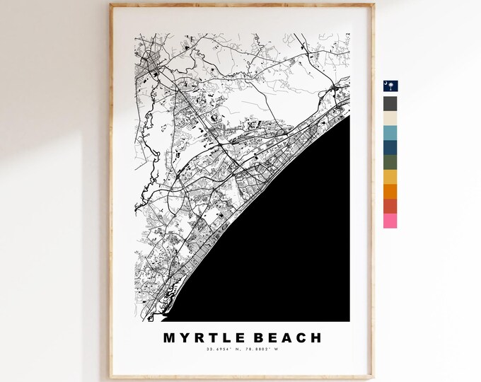 Myrtle Beach Map Print - City Map Poster - Map Art - USA City Maps - Myrtle Beach Print - Poster - Minimalist City Map - South Carolina