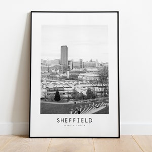 Sheffield City Poster Druck - Schwarzweißer Minimalistischer Stadtdruck - Koordinaten - Sheffield Poster - Sheffield Kunstdruck - Poster - UK