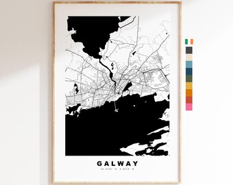Galway Map Print - City Map Poster - Map Art - Ireland City Maps - Galway Print - Galway Poster - Minimalist City Map - Gaillimh