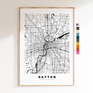 Dayton Impressão de mapa da cidade - impressão de mapa - arte de mapa - impressões ou impressões emolduradas - Estados Unidos