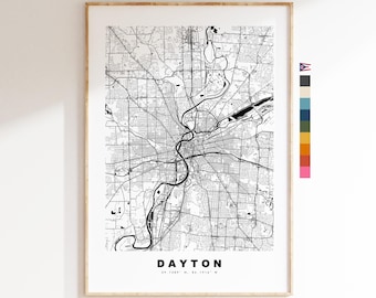 Dayton Map Print - City Map Poster - Map Art - USA City Maps - Dayton Print - Dayton Poster - Minimalist City Map - Ohio