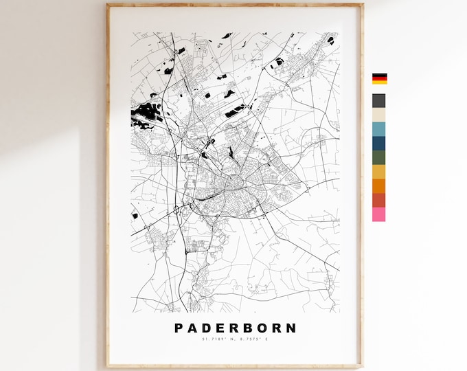 Paderborn Map Print - City Map Poster - Map Wall Art - Germany City Maps - Paderborn Print - Paderborn Poster - Minimalist City Map
