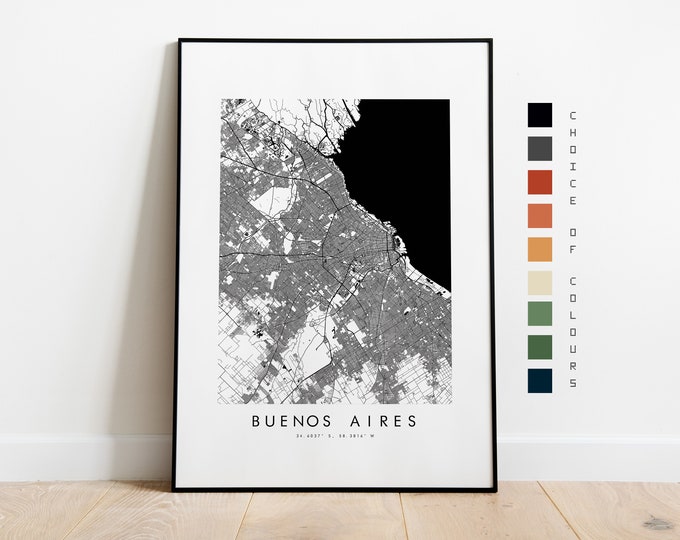 Buenos Aires Map Print - City Map Poster - Map Art - Map Wall Art - Argentina City Map - Buenos Aires Print - Buenos Aires - South America