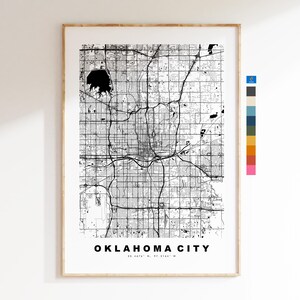 Oklahoma City Carte de la ville Imprimer - impression de carte - art de la carte - estampes ou impressions encadrées - États-Unis