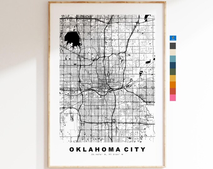 Oklahoma City Map Print - City Map Poster - Map Art - USA City Maps - Oklahoma City Print - Poster - Minimalist City Map - Oklahoma