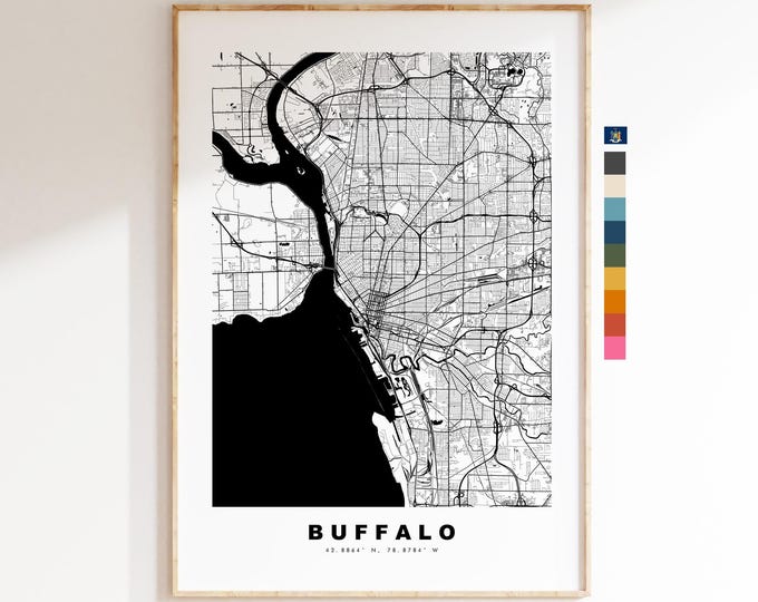 Buffalo Map Print - City Map Poster - Map Art - USA City Maps - Buffalo Print - Buffalo Poster - Minimalist City Map - New York