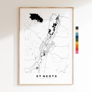 Impresión del mapa de St Neots - Póster minimalista de mapa urbano - Arte cartográfico - Reino Unido - Impresión de St Neots - St Neots, Cambridgeshire - Disponible en varios colores