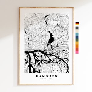 Hamburg Map Print - City Map Poster - Map Wall Art - Germany City Maps - Hamburg Print - Hamburg Poster - Minimalist City Map - Germany
