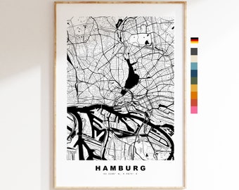 Hamburg Map Print - City Map Poster - Map Wall Art - Germany City Maps - Hamburg Print - Hamburg Poster - Minimalist City Map - Germany