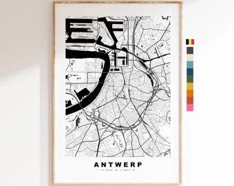 Antwerp Map Print - City Map Poster - Map Art - Map Wall Art - Belgium City Maps - Antwerp Print - Antwerp Poster - Minimalist City Map