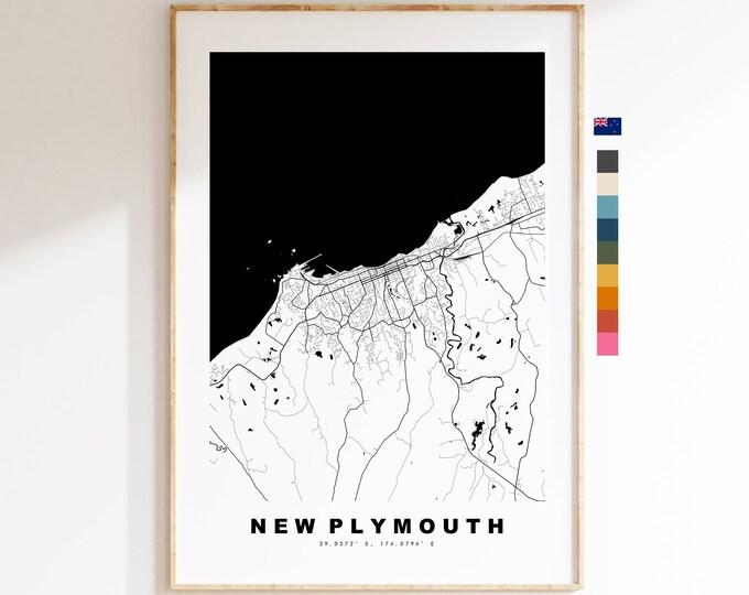 New Plymouth Map Print - City Map Poster - Map Wall Art - New Zealand City Maps - New Plymouth Print - Poster - Minimalist City Map
