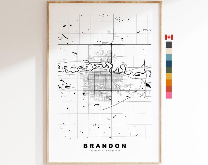 Brandon Map Print (Canada) - City Map Poster - Map Art - Map Wall Art - Canada City Maps - Brandon Print - Poster - Minimalist City Map