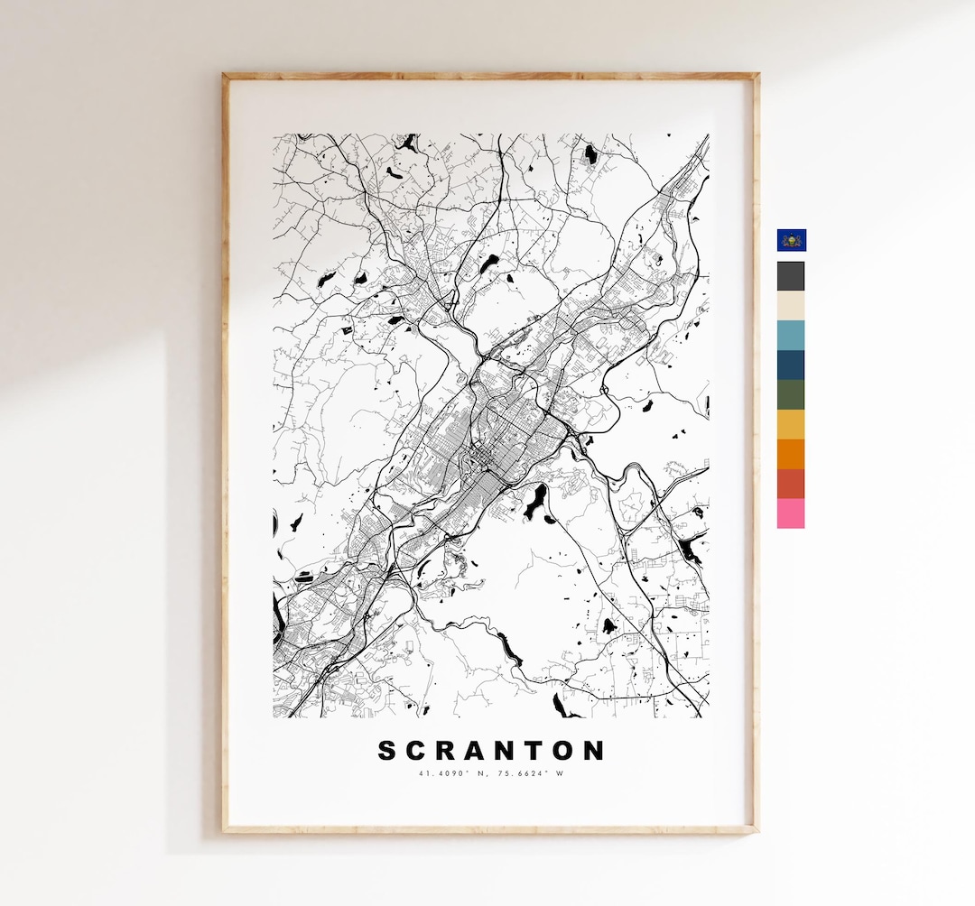 Scranton Map Print City Map Poster Map Art USA City Maps