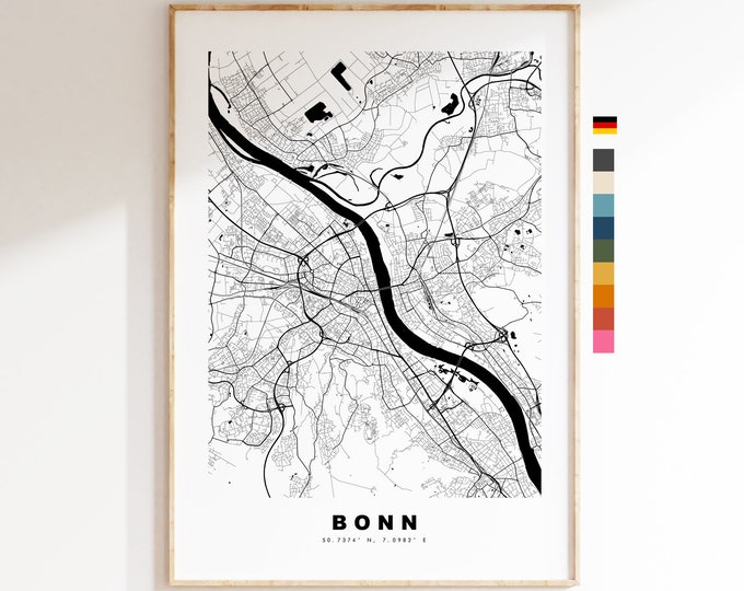 Bonn Map Print - City Map Poster - Map Wall Art - Germany City Maps - Bonn Print - Bonn Poster - Minimalist City Map - Germany