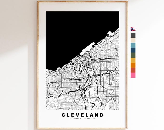 Cleveland Map Print - City Map Poster - Map Art - USA City Maps - Cleveland Print - Cleveland Poster - Minimalist City Map - Ohio