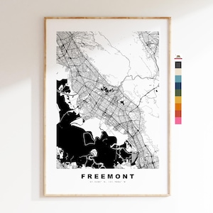 Freemont Carte de la ville Imprimer - impression de carte - art de la carte - estampes ou impressions encadrées - minimaliste - États-Unis