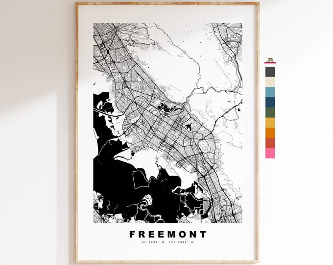 Freemont Map Print - City Map Poster - Map Art - USA City Maps - Freemont Print - Freemont Poster - Minimalist City Map - California