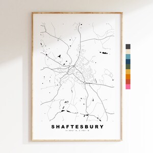 Shaftesbury Map Print - Minimalist City Map Poster - Map Art - UK - Shaftesbury Print - Shaftesbury Poster - Different Colours Available