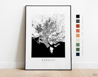 Karachi Map Print - City Map Poster - Map Art - Map Wall Art - Pakistan City Map - Karachi Print - Karachi Poster - Wall Art - Map - Asia