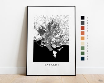 Karachi Map Print - City Map Poster - Map Art - Map Wall Art - Pakistan City Map - Karachi Print - Karachi Poster - Wall Art - Map - Asia