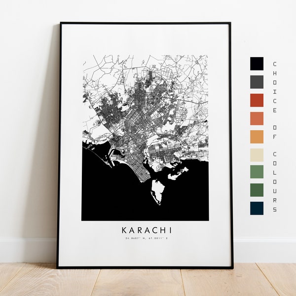Karachi Map Print - City Map Poster - Map Art - Map Wall Art - Pakistan City Map - Karachi Print - Karachi Poster - Wall Art - Map - Asia
