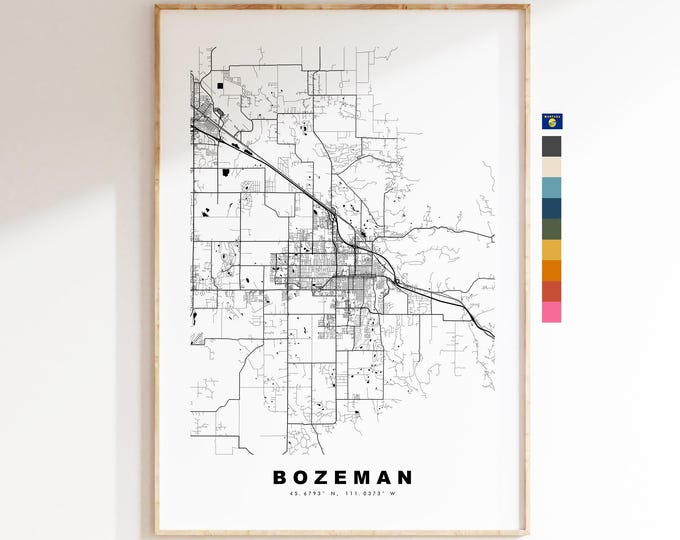 Bozeman Map Print - City Map Poster - Map Art - USA City Maps - Bozeman Print - Bozeman Poster - Minimalist City Map - Montana