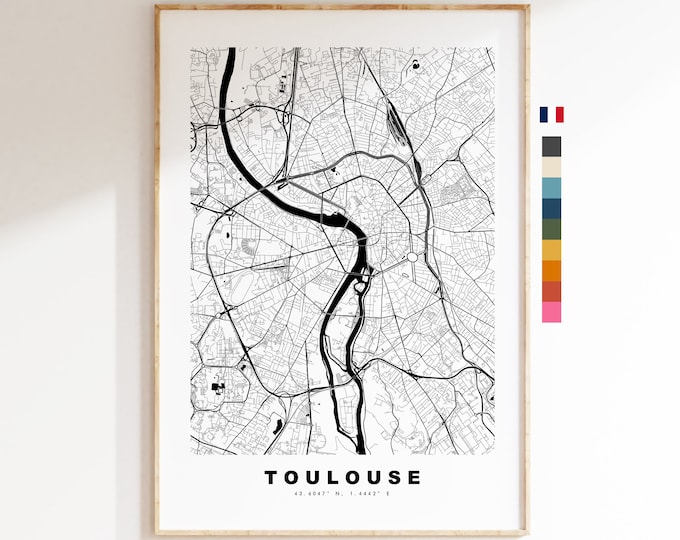 Toulouse Map Print - City Map Poster - Map Wall Art - France City Maps - Toulouse Print - Toulouse Poster - Minimalist City Map - France