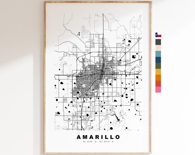 Amarillo Map Print - City Map Poster - Map Art - USA City Maps - Amarillo Print - Amarillo Poster - Minimalist City Map - Texas