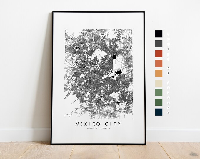 Mexico City Map Print - City Map Poster - Map Art - Map Wall Art - Mexico City Map - Mexico Print - Mexico Poster - Wall Art - North America