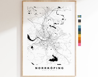 Norrkoping Map Print - City Map Poster - Map Wall Art - Sweden City Maps - Norrköping Print - Norrköping Poster - Minimalist City Map