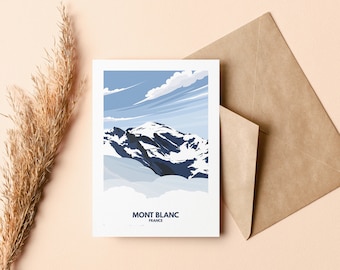 Mont Blanc Greeting Card - Greeting Cards - Blank Inside - Illustration - Birthday - Anniversary - Mothers Day - Fathers Day - Alps