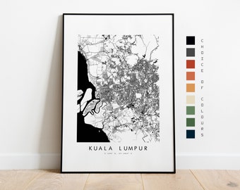 Kuala Lumpur Map Print - City Map Poster - Map Art - Map Wall Art - Malaysia City Map - Kuala Lumpur Print - Poster - Wall Art - Asia