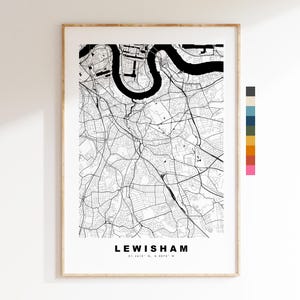 Impresión del mapa de Lewisham - Póster minimalista de mapa de la ciudad - Arte cartográfico - Reino Unido - Impresión de Lewisham - Lewisham, Londres - Diferentes colores disponibles