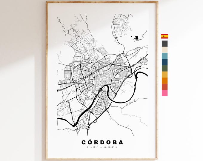 Cordoba Map Print - City Map Poster - Map Art - Map Wall Art - Spain City Maps - Cordoba Print - Cordoba Poster - Minimalist City Map