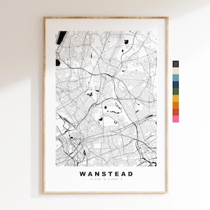 Impresión de mapa de Wanstead - Póster minimalista de mapa urbano - Arte cartográfico - Reino Unido - Impresión de Wanstead - Wanstead, Londres - Diferentes colores disponibles