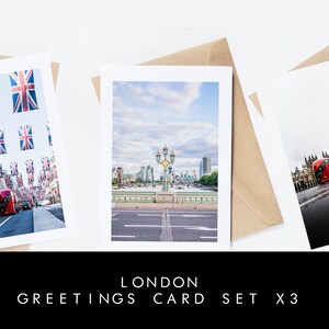 London Grußkarten Set - 3x Grußkarten - Innenseite blanko - braune recycelte Umschläge - Hochzeit - Jahrestag - London Karte - Geburtstag